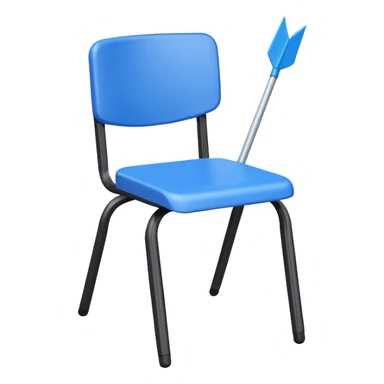 blue school plastic chair with arrow pointing away sticker