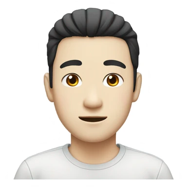 man from japan with white skin and black hair, wear casual shirt , closeout face sticker