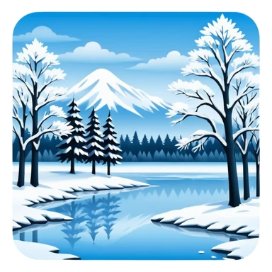 simple painting with winter landscape sticker