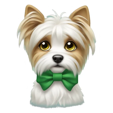 Biewer dog with green bow sticker