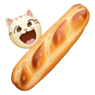 baguette with a cat face sticker