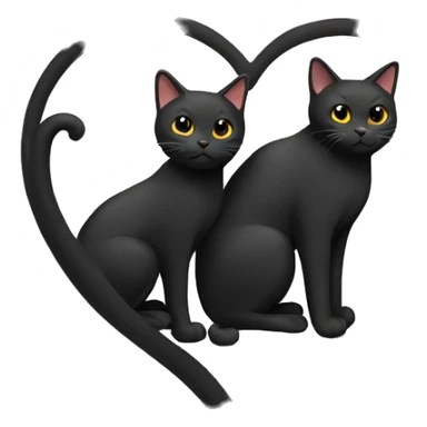 2 black cats heart  sticker