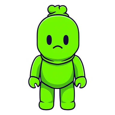 cool bearbrick wearing a vibrant lime green balaclava with a dark symbol sticker