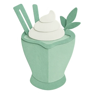 Change the milkshake to a fresh mint green and white palette, keeping the double straws, heart-shaped glass, and mint leaf on top, with no background. sticker