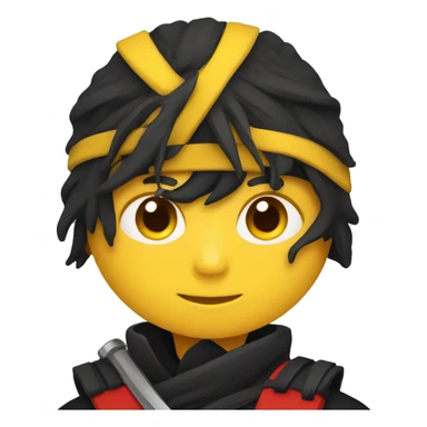 one round emoji like a ninja- colors black, red, yellow like german flag sticker