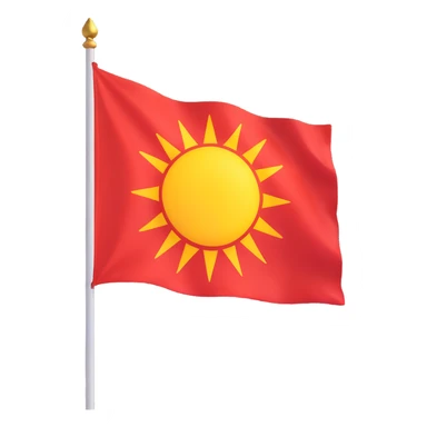 A historical flag from the late 19th-century Philippine revolution, featuring a red background with a white sun symbol at the center. The sun has eight rays, style of a google emoji in the style of an icon sticker