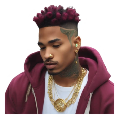 Vintage grunge patina intricate swirls gold jewellery baroque golden sparkle tropical Deep pink maroon burgundy cyan dark hoodie man dyed hair gold piercings nose piercing ear piercings sticker