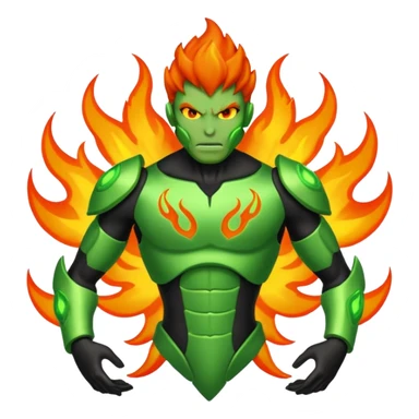 The Omnitrix from Ben 10 with a fiery guy in the middle sticker