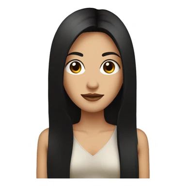 A woman with long straight black hair, black eyes, brown  sticker