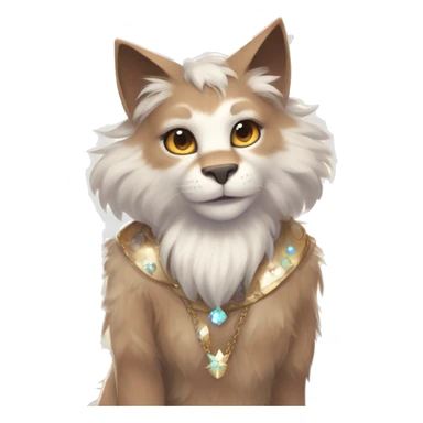Furry, sparkle, iridescent, colorful, pastel, edgy, cool, fantasy beautiful, brown, beige, white, divine, godly, angelic, animal, anthro, full body, fursona, feline sticker
