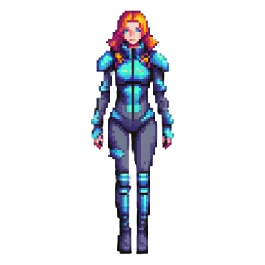 Cyberpunk female character with digital screen face, futuristic outfit sticker