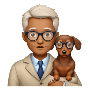 A werewolf of a man in glasses and a dachshund sticker