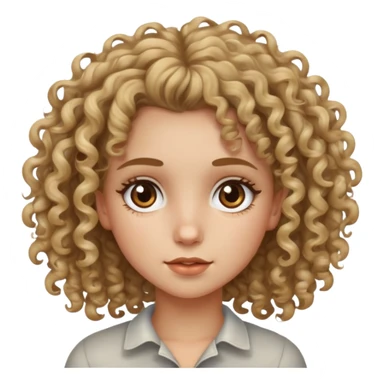 Curly haired dirty blonde haired girl with brown eyes sticker