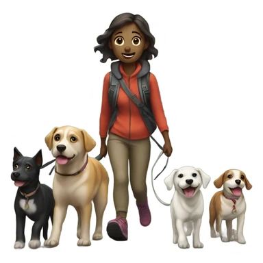 Girl walking dogs on mountain sticker