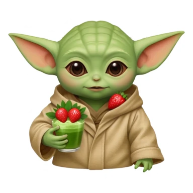 Süßer baby Yoda mit einem Erdbeermatcha in der Hand sticker