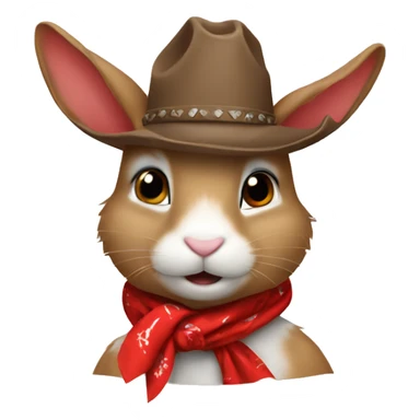 Rabbit with cowboy hat and red bandana sticker