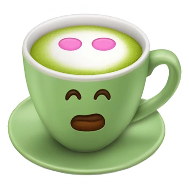 Taza de cafe rosa con matcha sticker
