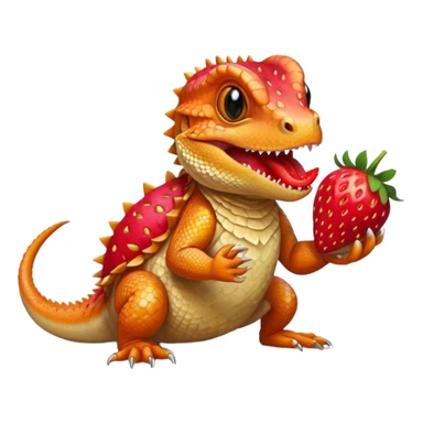 bearded dragon eating a strawberry sticker