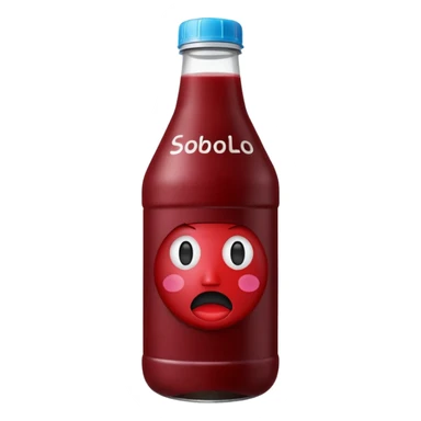 sobolo emoji (Ghanaian frink) in a plastic bottle and make the juice dark red  no face write sobolo on it sticker