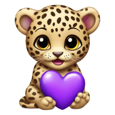 Baby leopard holding a purple heart  sticker