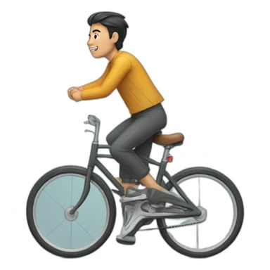 Asian man riding a bicycle sticker