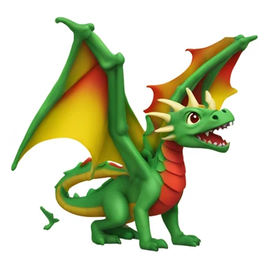graoully dragon, green body and red back and green / yellow wings sticker