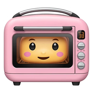 Cute emoji-style Ninja Combi countertop oven, pastel pink appliance, rounded edges, soft highlights, simple shadows, modern kitchen gadget aesthetic, kawaii but realistic, centered, white background sticker