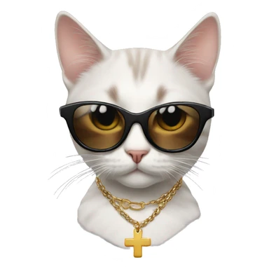 Cat with sunglasses and cross necklace sticker
