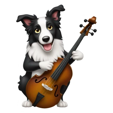 border collie playing the double bass sticker