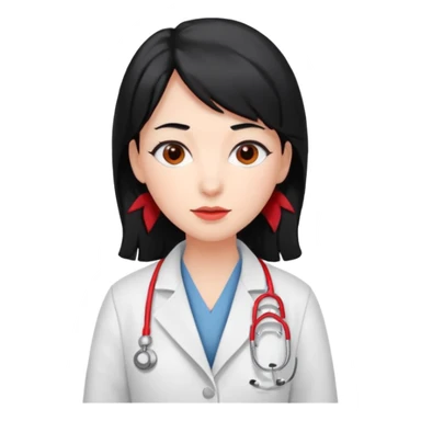 doctor with black hair and red hairclips  sticker