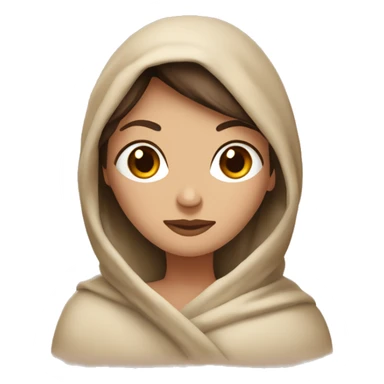Brunette Caucasian women wrapped in a beige blanket sticker