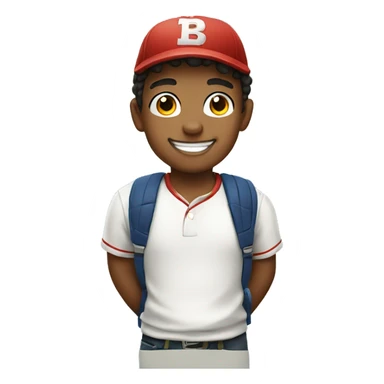 smiling boy in baseball cap sticker