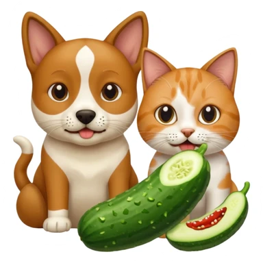 Köpekin yaninda kedi ikside hiyar yesin sticker