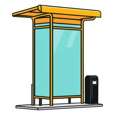 group of people standing at a bus stop sticker