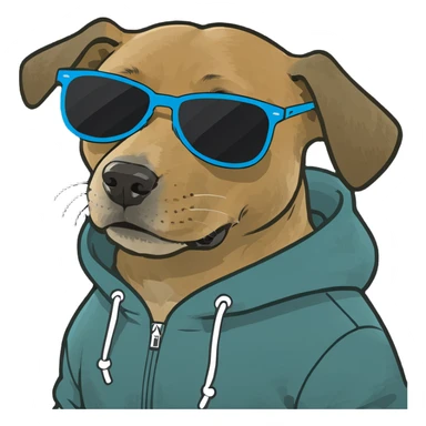 Dog wearing a hoodie and sunglasses  sticker