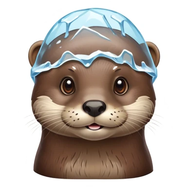 Ice on top of an otter's head sticker