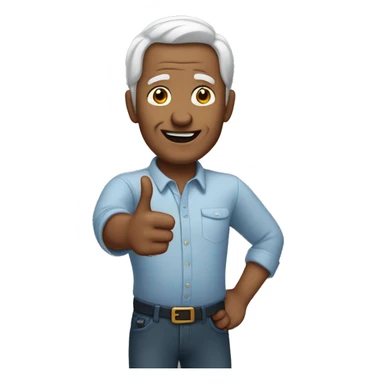 50 year old man pointing sticker