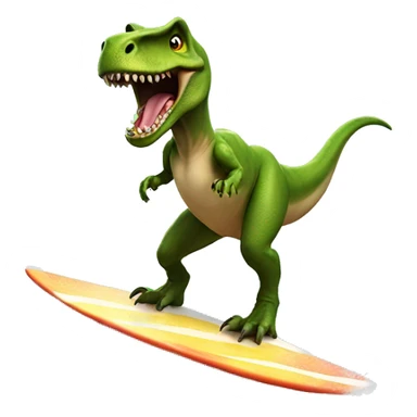 A T-rex surfing  sticker