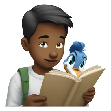 Boy reading donald duck sticker