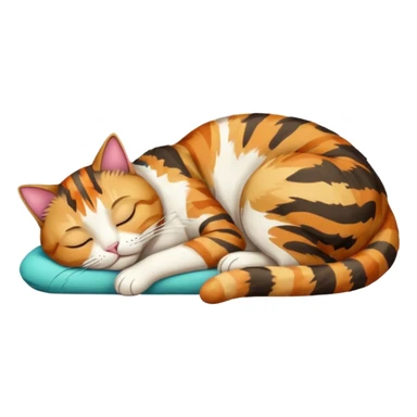 full body colourful light patched calico tabby cat sleeping sticker