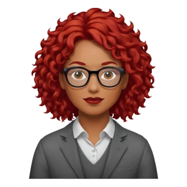 Peli roja rojo fuerte , con lentes pelo rizada largo sticker