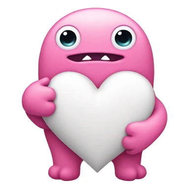 cute pink monster hug white heart sticker