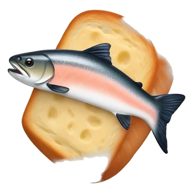 a salmon eating bread sticker