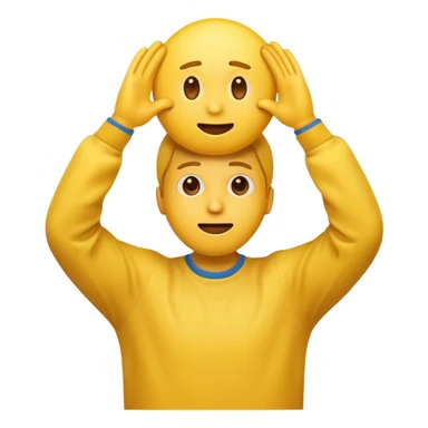 A man with both hands raised above his head. His expression is surprised but confident. Yellow emoji man.  sticker