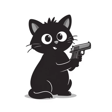 cat with a gun sticker