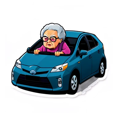 Angry grandma drives a grayPrius  sticker