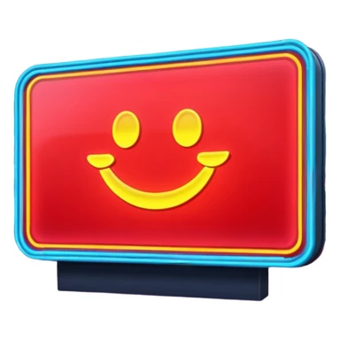 Neon Billboard + red product ad + glow reflection, Street Advertisements. sticker