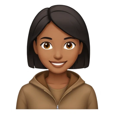 Mulher parda, cabelo preto, roupa marrom, sorrindo sticker