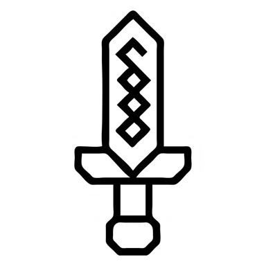 outlined diamond sword icon minimal and clean sticker
