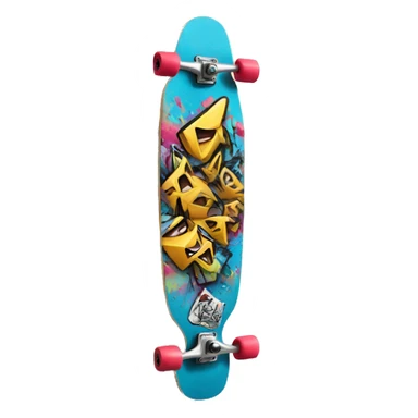 longboard with graffiti sticker